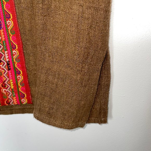 IBU Movement Embroidered Cropped Linen Brown Jacket Handmade - Picture 9 of 16